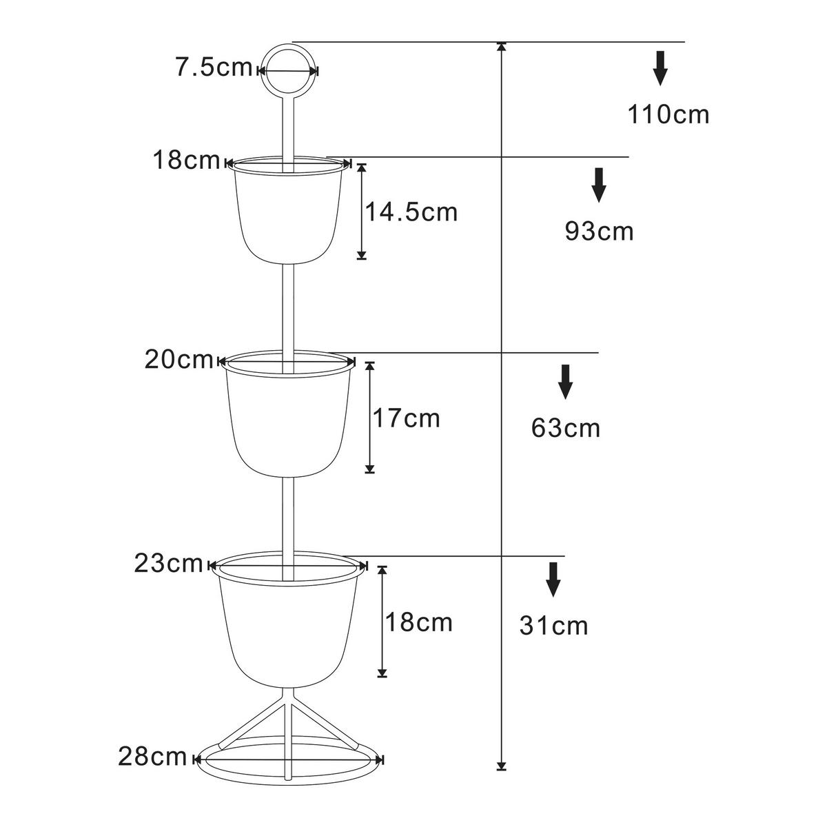 PFLANZENSTÄNDER Alphen - Hellgrau, Metall (28/110cm) - [en.casa]