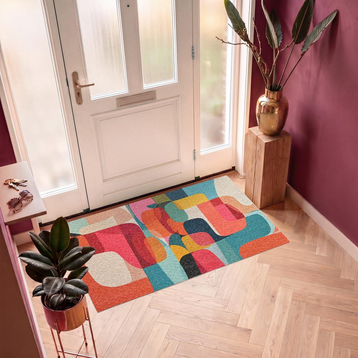 FUSSMATTE Formen - Bunt - Abstrakt - Flugzeuge Sauberlaufmatte 150x90 cm - Multicolor, Kunststoff (150/0.4cm) - MuchoWow