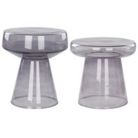 BEISTELLTISCH 2er-Set Rauchglas grau rund Laguna/Caldera - Grau, Glas (37/37/43cm) - Beliani