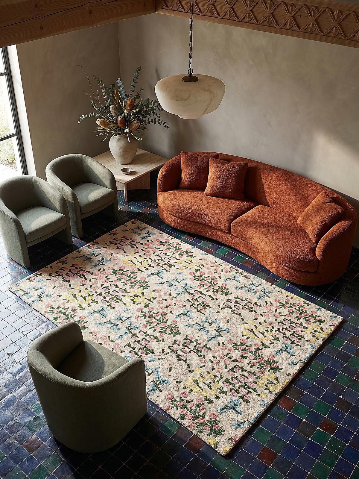 WOLLTEPPICH VALE, floral, Rosa-Bunt, 120 x 170 cm - Beige, Textil (170/120cm) - KADIMA DESIGN