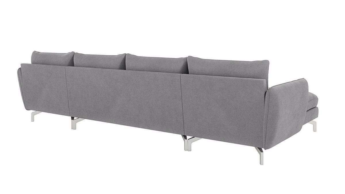 WOHNLANDSCHAFT Elou Grau Luxusmicrofaser - Chromfarben/Grau, Textil/Metall (349/87/167cm) - S-Style Möbel