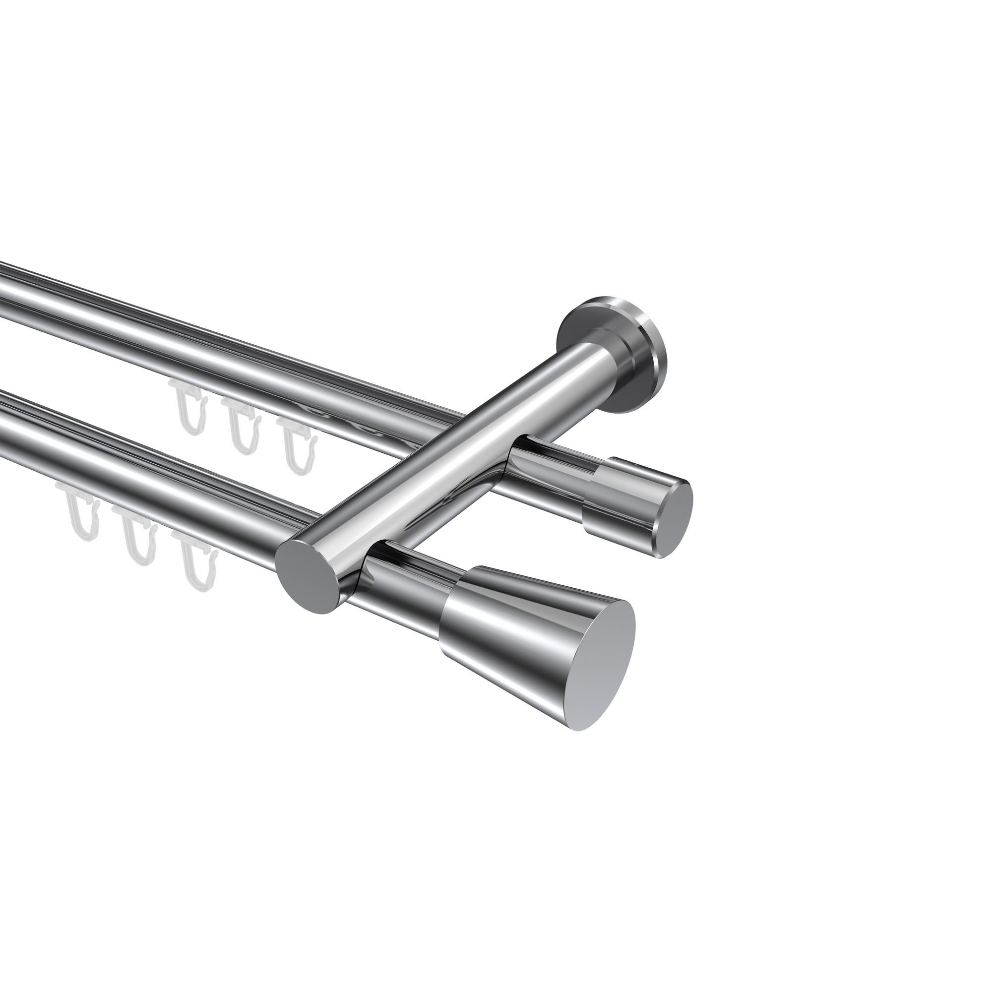 GARDINENSTANGE INNENLAUF Platon Sitra 140 cm, 2-läufig, 20 mm Ø Chrom - Chromfarben, Metall (140cm) - INTERDECO