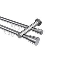 GARDINENSTANGE INNENLAUF Platon Sitra 140 cm, 2-läufig, 20 mm Ø Chrom - Chromfarben, Metall (140cm) - INTERDECO