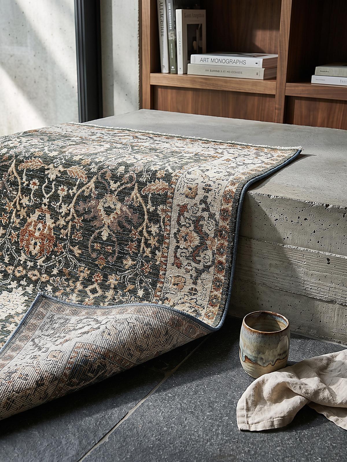TEPPICH Struktur TRURO, in Erdtöne-Grün, Blumenmuster, 160 x 230 cm - Grün, Textil (160/230cm) - KADIMA DESIGN