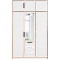 DREHTÜRENSCHRANK Livo mit 3 Türen und 3 Schubladen, weiß+eiche Wotan, mit Schrankaufsatz, 150 cm - Eiche Wotan/Weiß, Holzwerkstoff (150/245/57cm) - Beautysofa