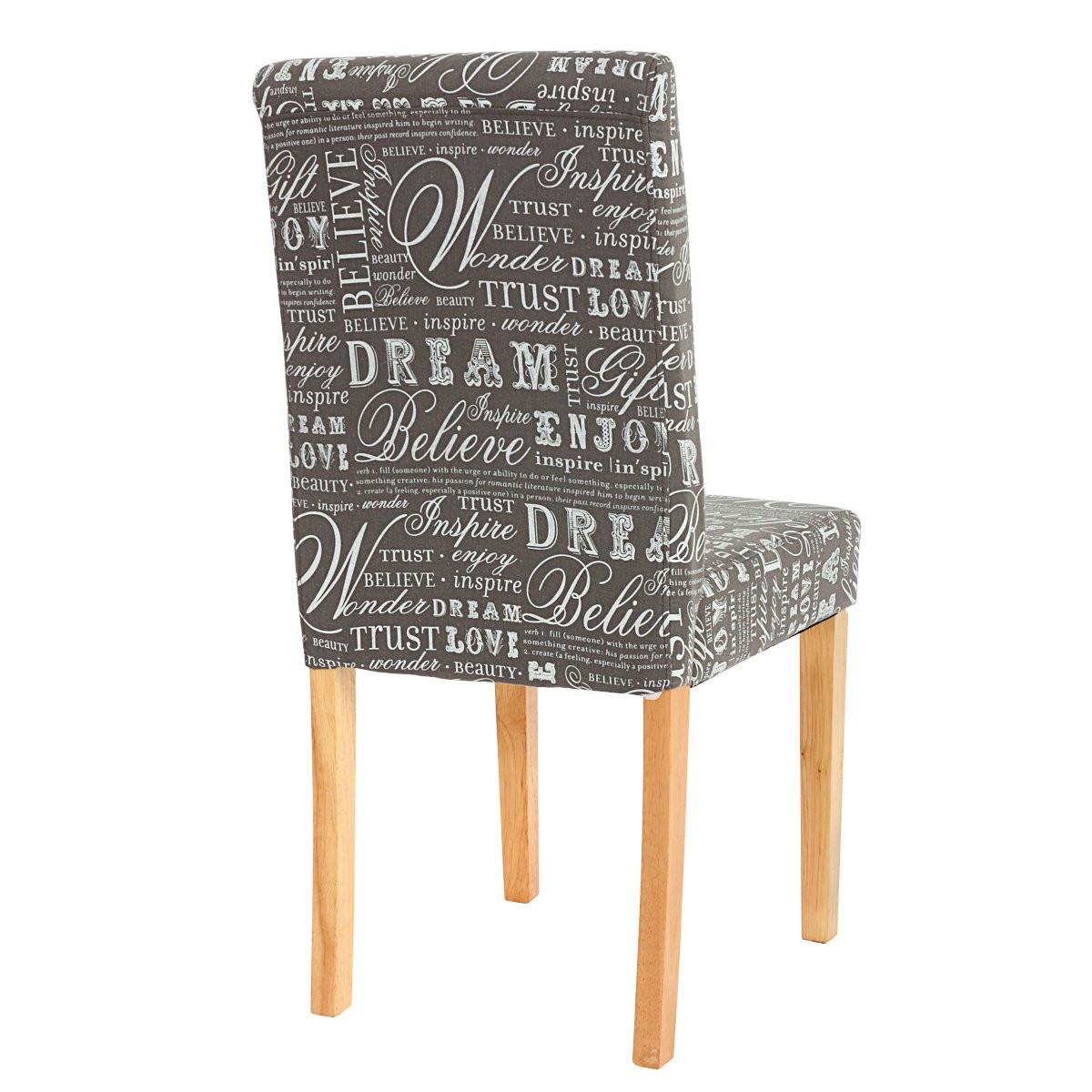 ESSZIMMERSTUHL SCHRIFT Grau, Weiß, Braun 4er-Set - Weiß/Braun, Textil (43/90/56cm) - MCW