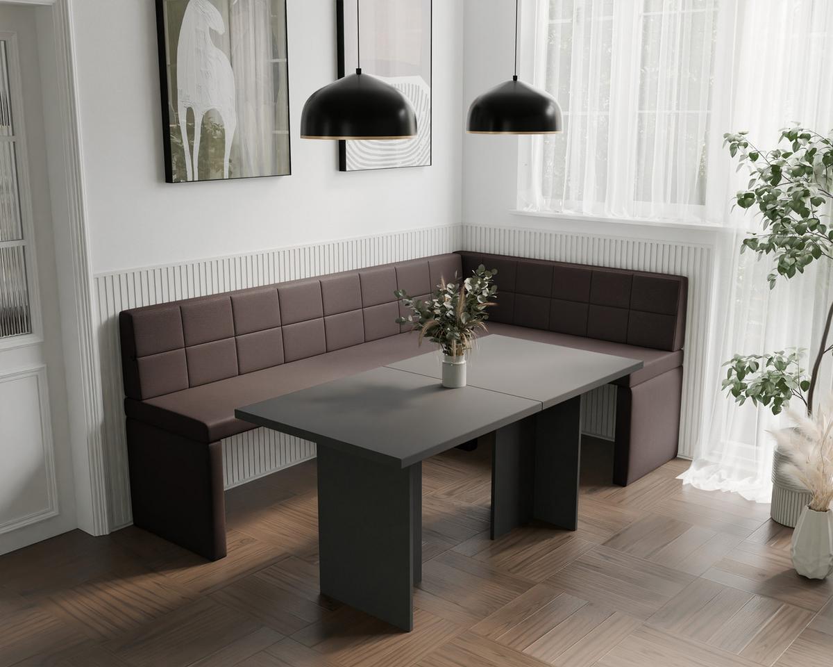 ECKBANK rechts MELVIN Kunstleder, 128/168 cm Braun - Braun, Holz/Kunststoff (128/168cm) - Idohome