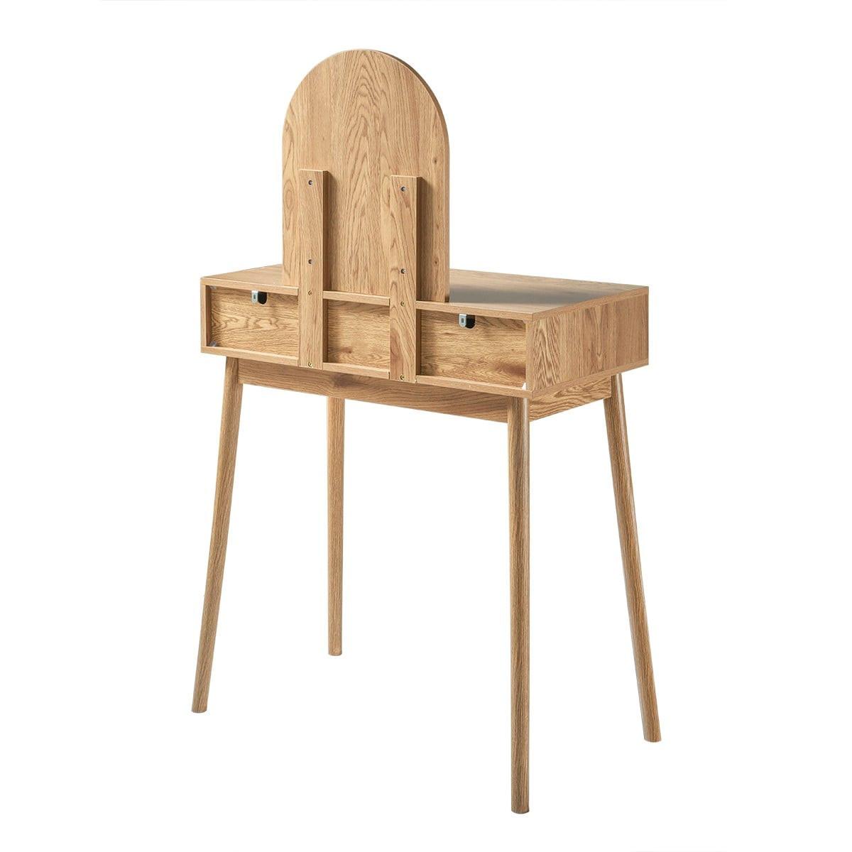 SCHMONKTISCH mit Spiegel und 2 Schubladen Rattanfronten 80/39/140 cm - Apfelbaumfarben, Holzwerkstoff (39/140/80cm) - Calicosy