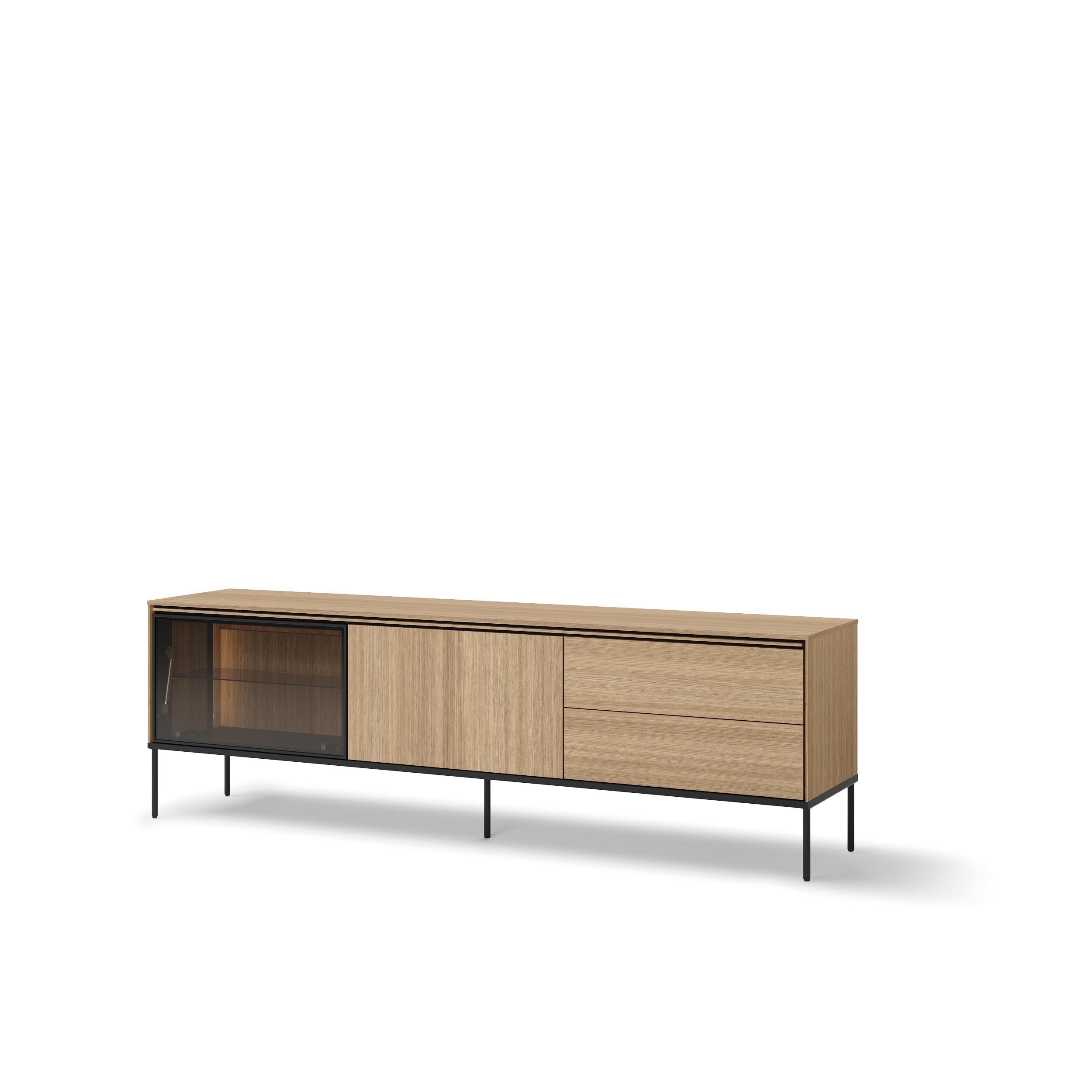 TV Element VISSO VI-08 197cm mit LED Beleuchtung Eiche linear - Eichefarben, Holzwerkstoff (197/62/41cm) - Lookway