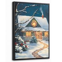 LEINWAND Bilder mit Rahmen - Weihnachten - Weihnachtsbaum - Winter - Zuhause - Schnee - 20x30 - Smaragdgrün, Textil (20/30cm) - MuchoWow