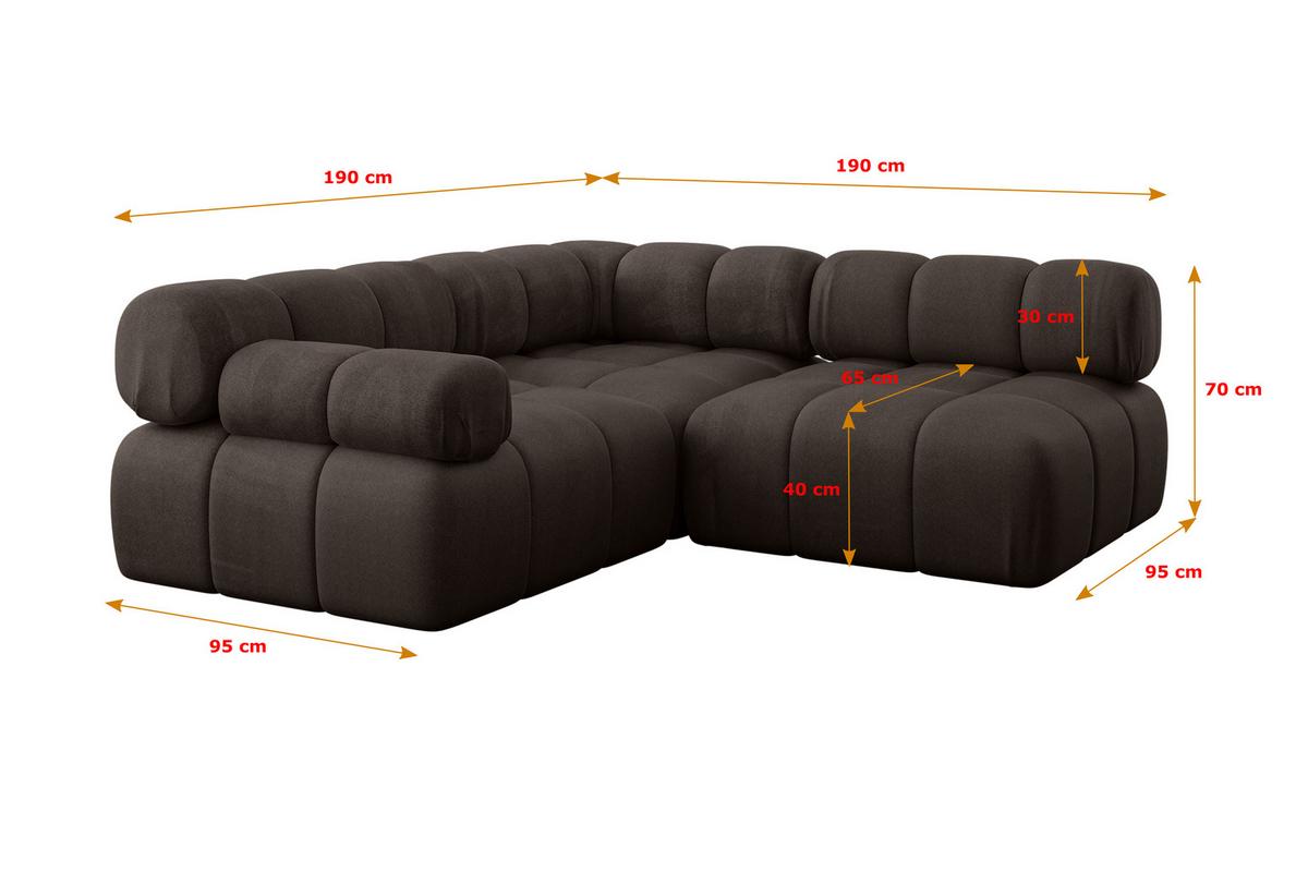 ECKSOFA modulares Sofa Mende-L1 - 190x190x70 cm Braun Velours - Braun, Holzwerkstoff/Textil (190/190cm) - ALTDECOR