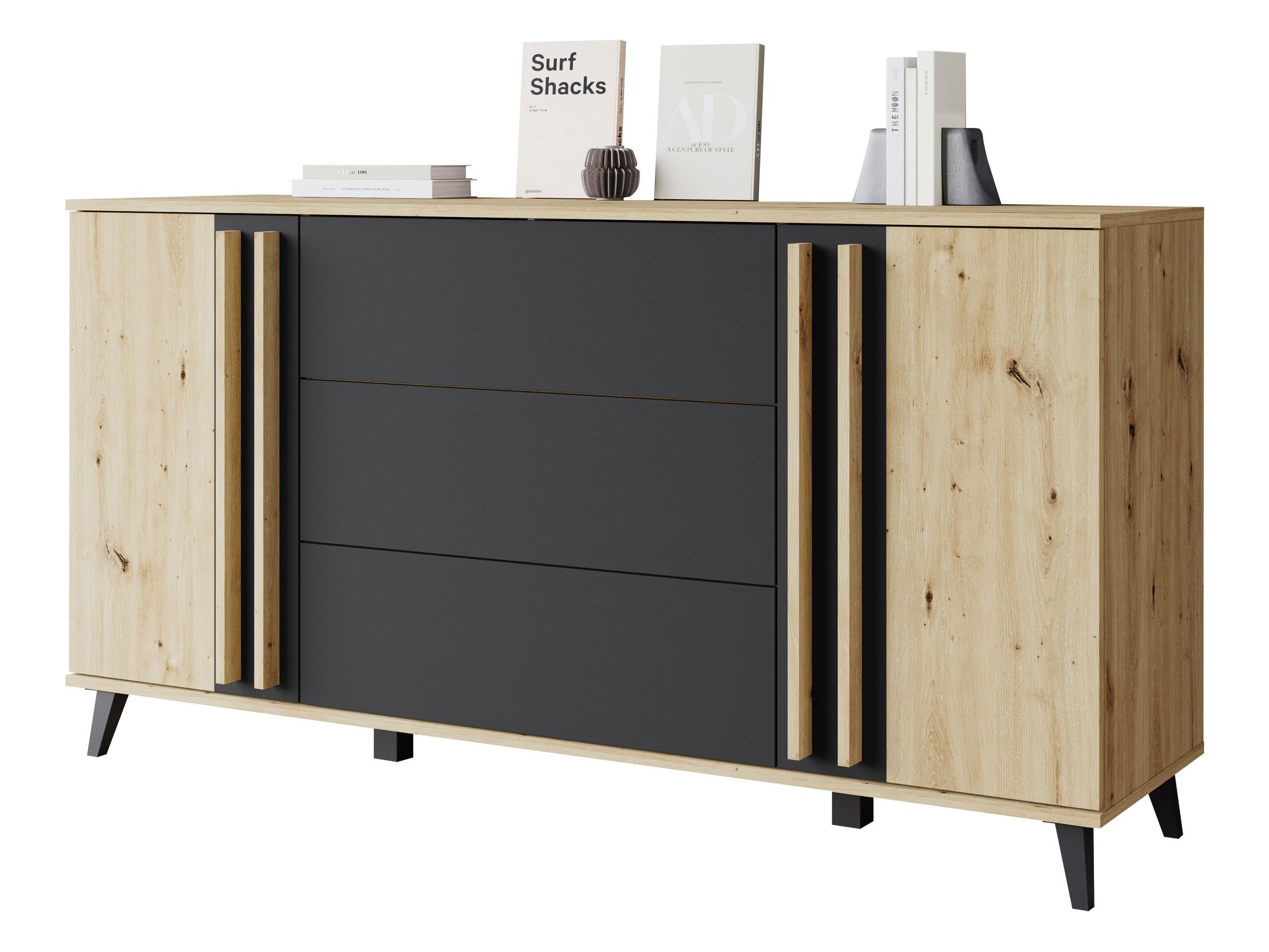 SIDEBOARD Helsinki 150 - Schwarz/Graphitfarben, Holzwerkstoff/Kunststoff (150/78/40cm) - MIRJAN24