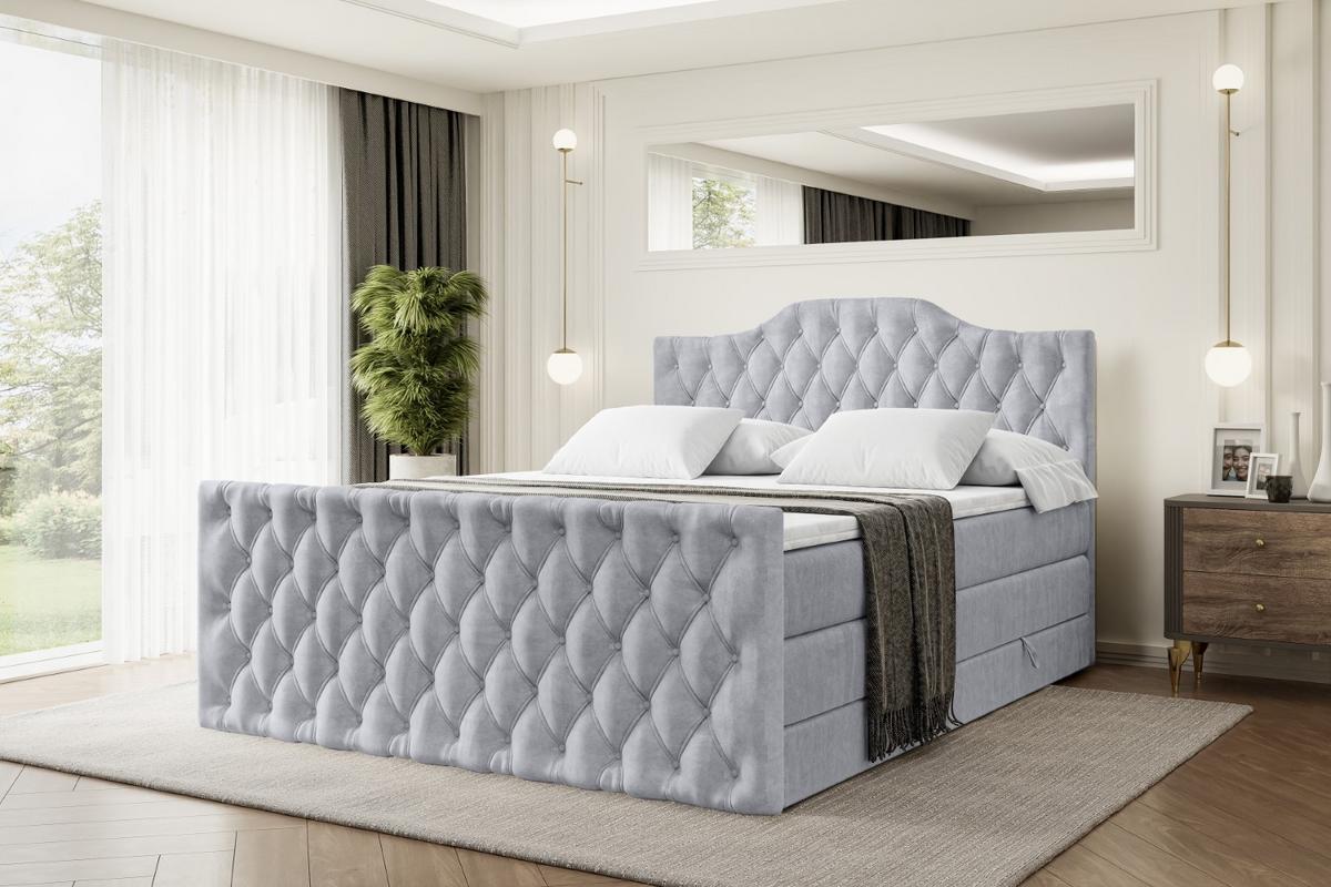 BOXSPRINGBETT VILA-1-Z KING - 180x200 - H3/H4 - Hellgrau - Hellgrau, Holzwerkstoff (180/200cm) - ALTDECOR