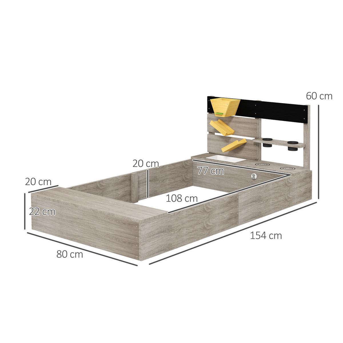 SANDKASTEN 154 x 80 x 60 cm Sandkiste aus Holz mit Küchenelementen Grau - Grau, Holz (154/80/60cm) - Outsunny