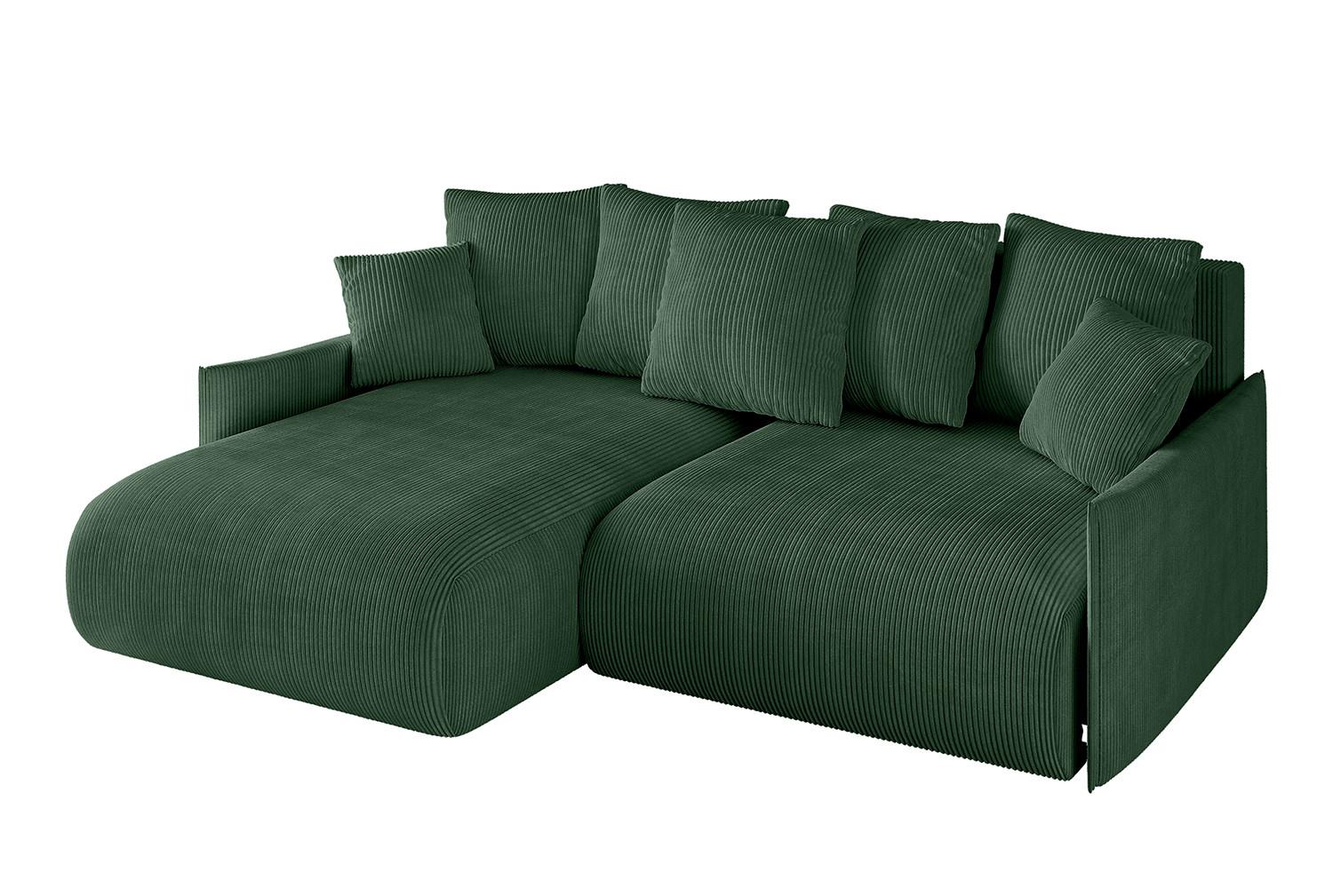 ECKSOFA Ottomane links ONESK-L -v1 216x177x72 Grün Cord - Grün, Holzwerkstoff/Kunststoff (216/177cm) - ALTDECOR