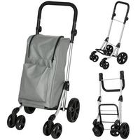 EINKAUFSTROLLEY klappbar Einkaufswagen mit Kühlfach, verstellbar Griff Grau - Schwarz/Grau, Kunststoff/Textil (44/100/58cm) - HOMCOM
