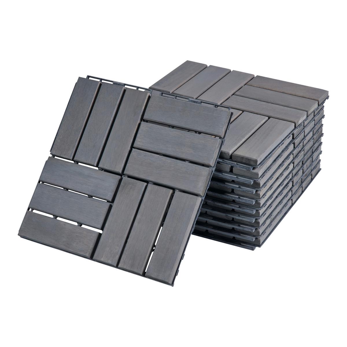KLICKFLIESEN-SET 10 TLG. Alliste - Grau, Holz (30/30/1.9cm) - casa.pro