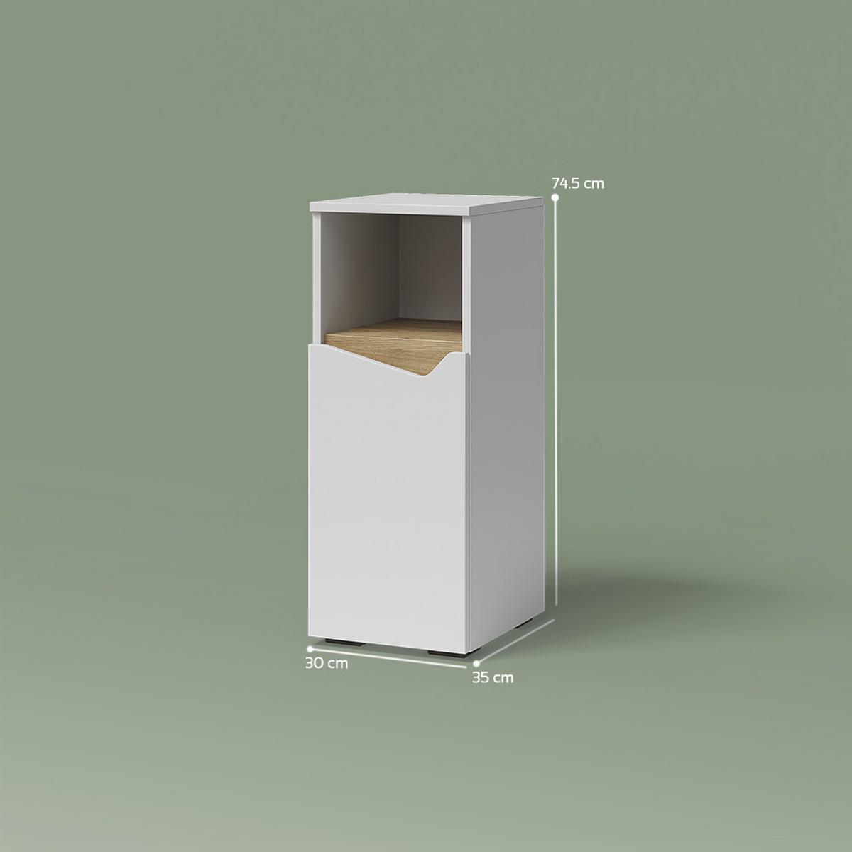 MIDISCHRANK Timavo Weiß 30 x 74.5 cm mit Tür und offenem Fach - Weiß, Holzwerkstoff (30/74.5/35cm) - Livinity®