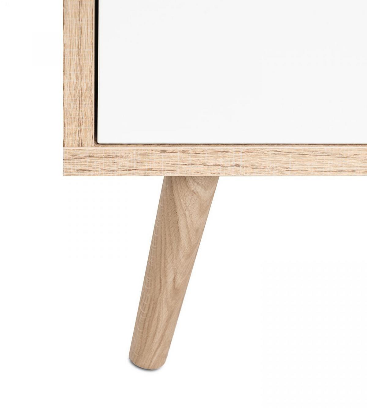 KOMMODE Eiche Sonoma, Petrol, weiß, grau, Anrichte Tricolor skandinavisch - Eichefarben/Petrol, Holz/Holzwerkstoff (103/87/40cm) - Furn.Design