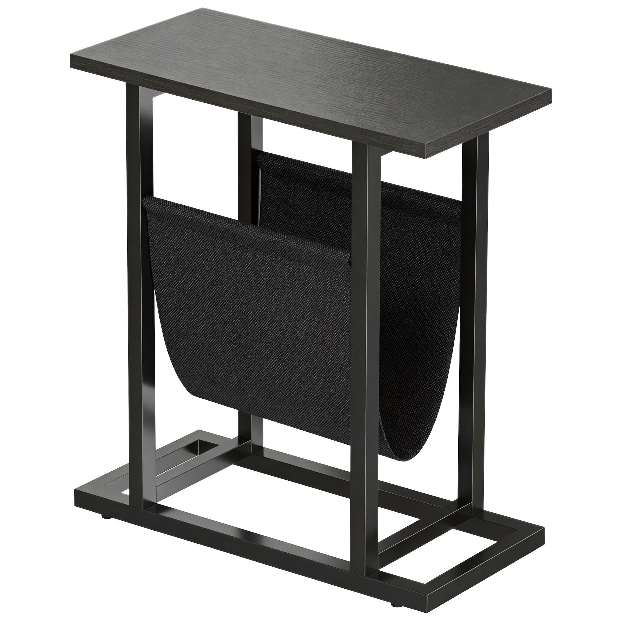 BEISTELLTISCH aus Spanplatte & Stahl Schwarz - Schwarz, Holzwerkstoff (49/19/55cm) - HOMCOM