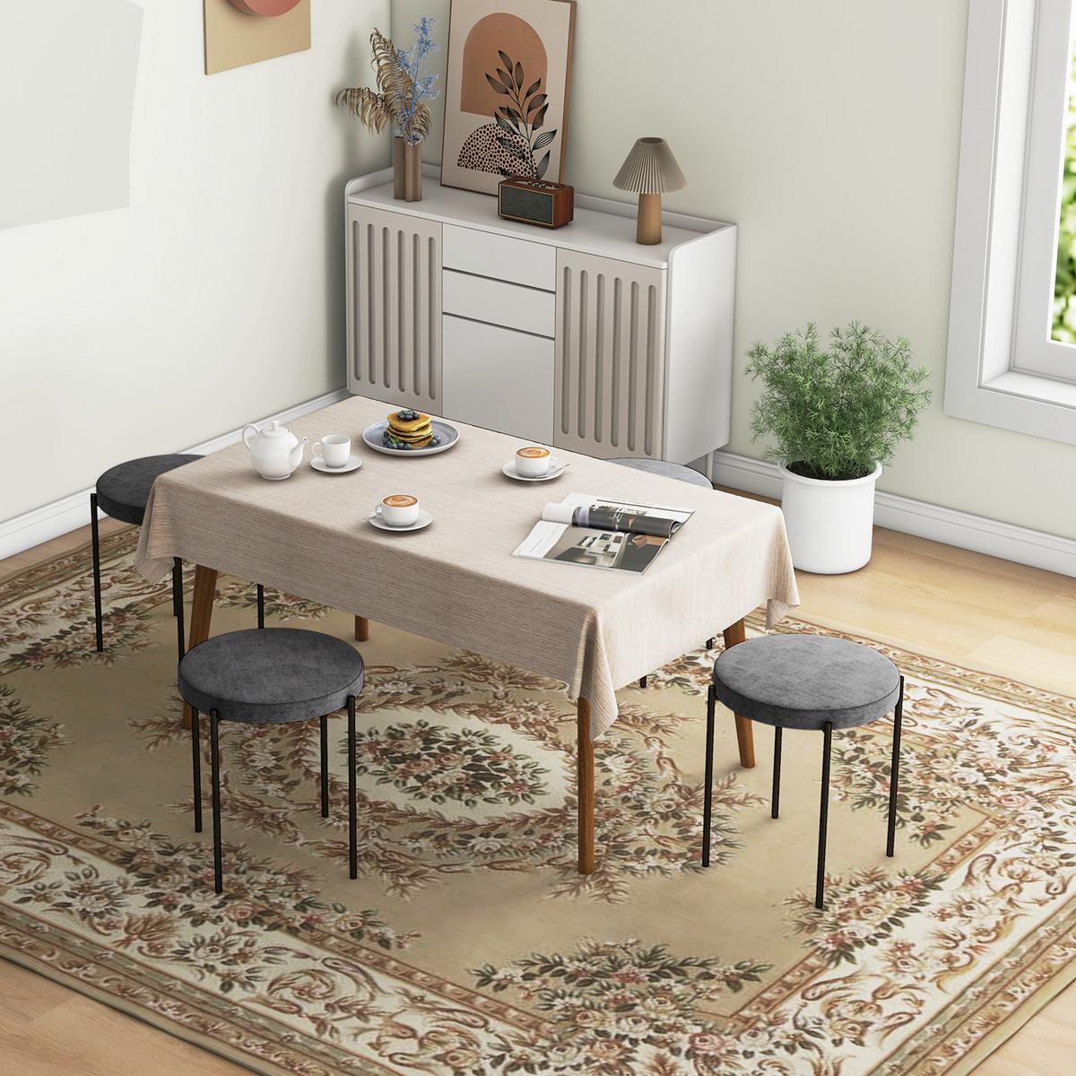 4ER-SET Esszimmerhocker Esszimmerstühle Küchenstuhl modern Polyester Metall Grau - Grau, Kunststoff (41.5/46/41.5cm) - HOMCOM