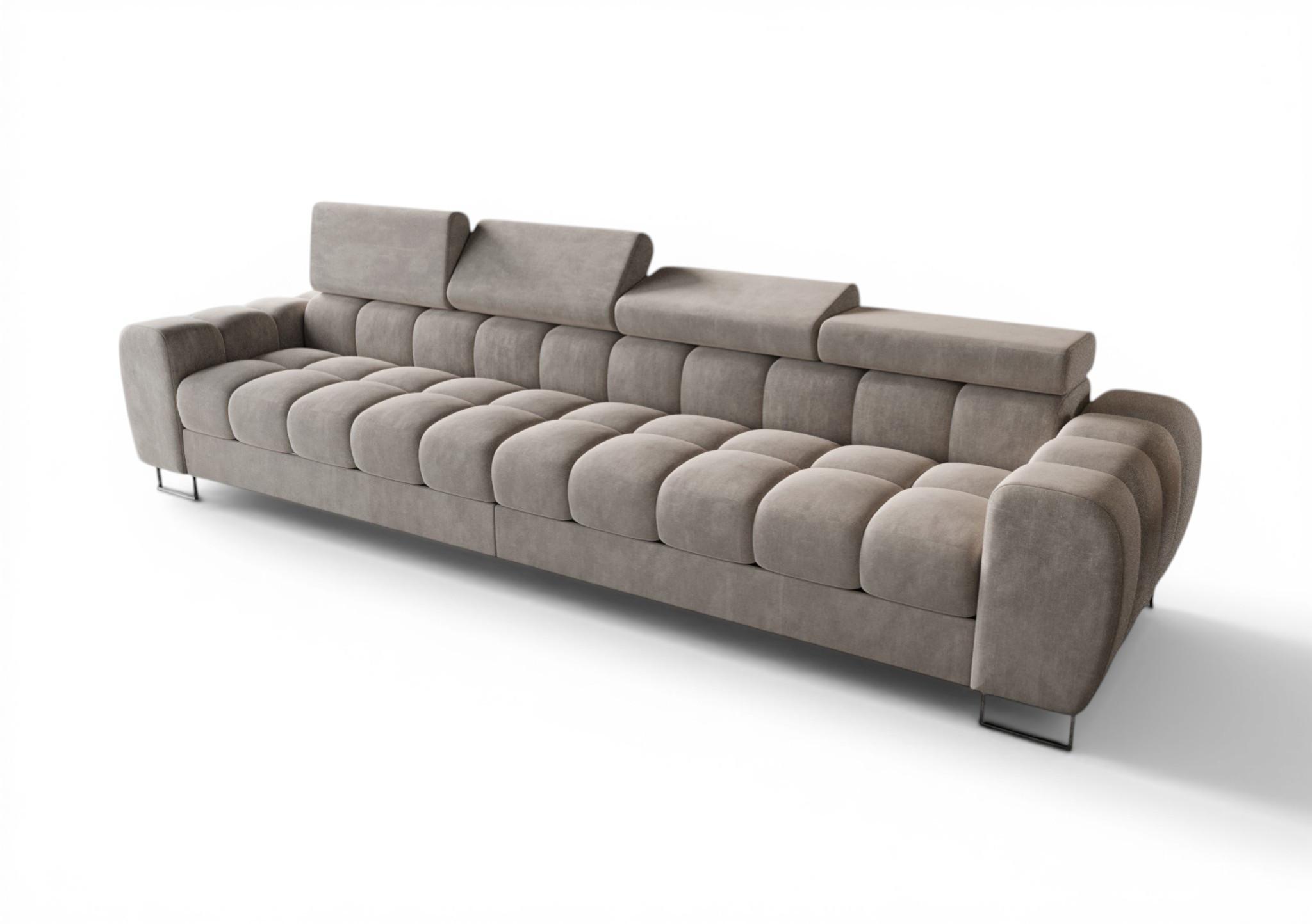 SOFA 4-sitzer Bastien In Stoff Terra - Hellgrau, Holzwerkstoff/Textil (335/95/97cm) - Fun Möbel