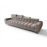 SOFA 4-sitzer Bastien In Stoff Terra - Hellgrau, Holzwerkstoff/Textil (335/95/97cm) - Fun Möbel