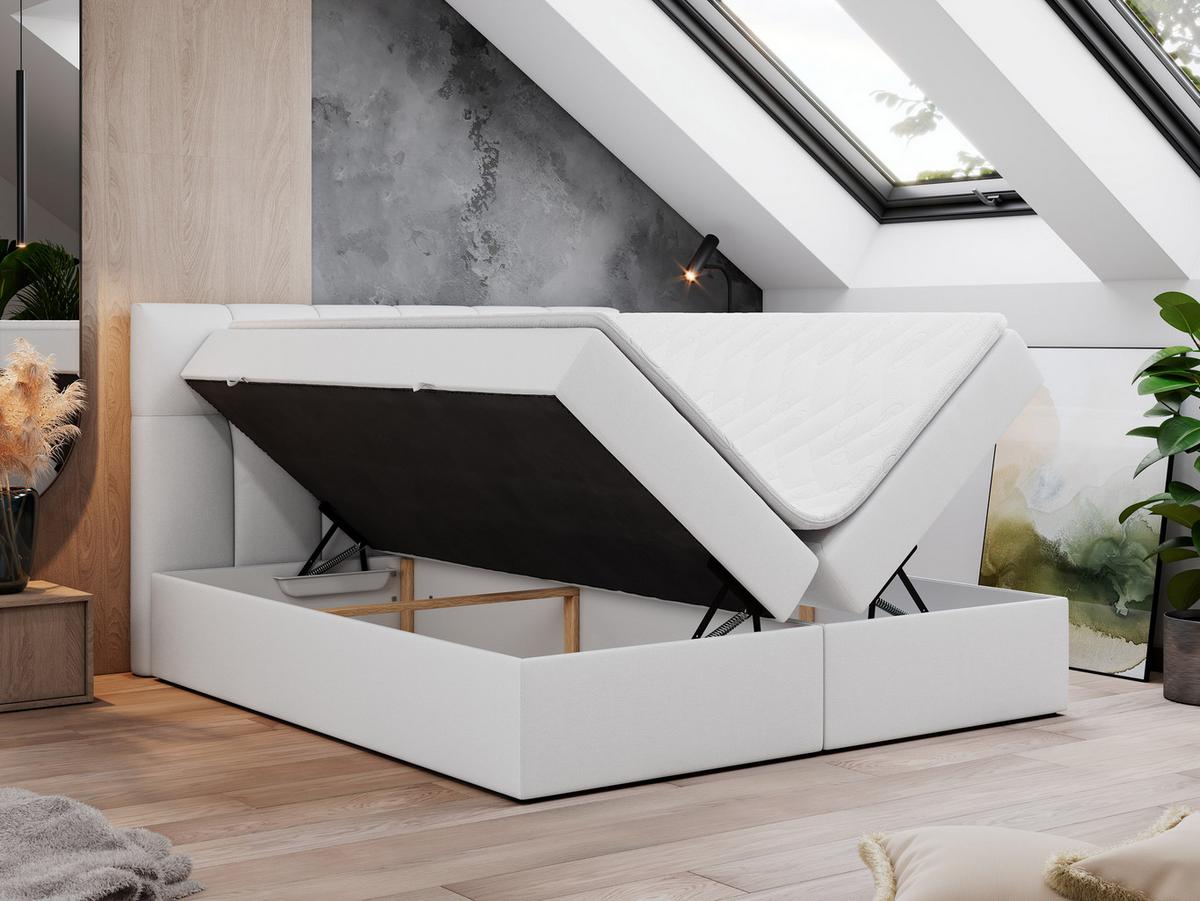 BOXBETT RICO 200/200 Weiß Kunstleder - H4 - Weiß, Holz/Textil (200/200cm) - MKS
