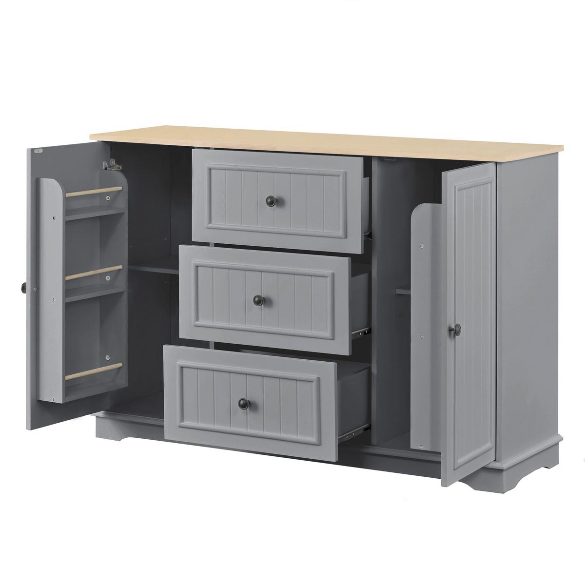 SIDEBOARD mit 3 schubladen & kühlschrank-türen - Grau, Holzwerkstoff (126/86/40cm) - Urban Meuble
