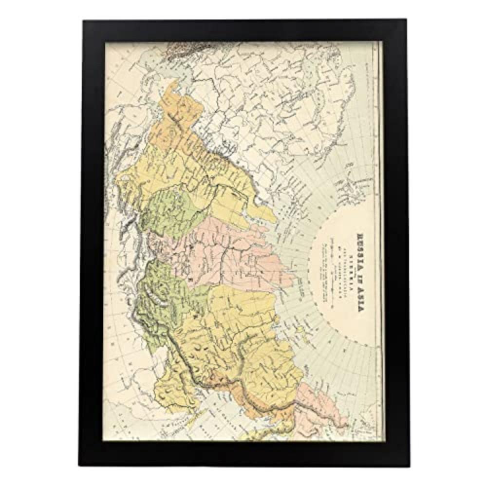 POSTER Karte Von Russland A3 Schwarzer Rahmen - Schwarz, Papier (29.7/5/42cm) - Nacnic