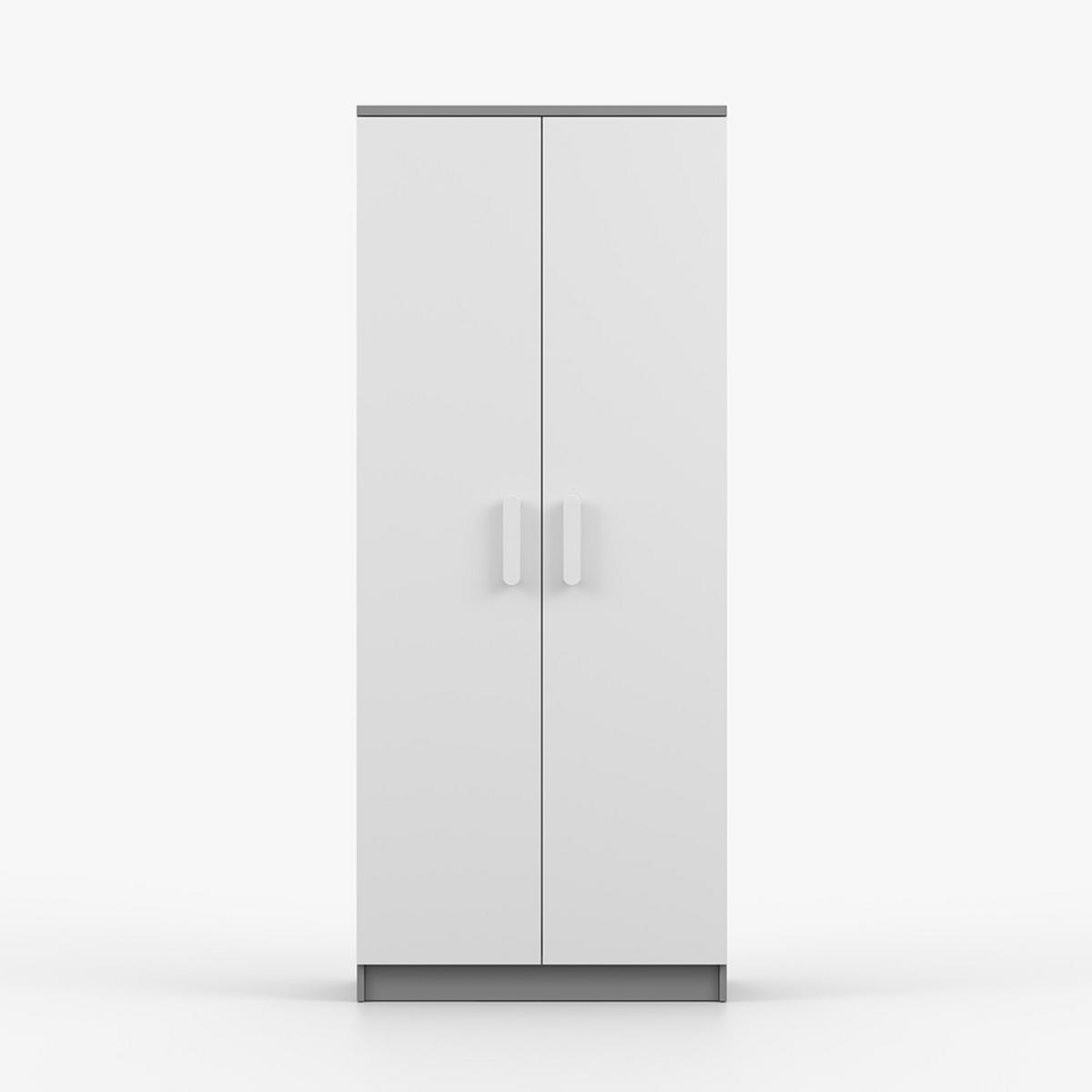 DREHTÜRENSCHRANK 80/192/50 cm 2-türig Jonas II 06 Grau/Weiß + weiße Griffe - Weiß/Grau, Holz/Holzwerkstoff (80/192/50cm) - imoebel24