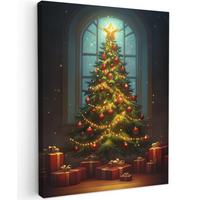 LEINWANDBILD Weihnachtsbaum - Geschenk - Winter Room Decor 30x40 cm - Grün, Textil (30/40cm) - MuchoWow