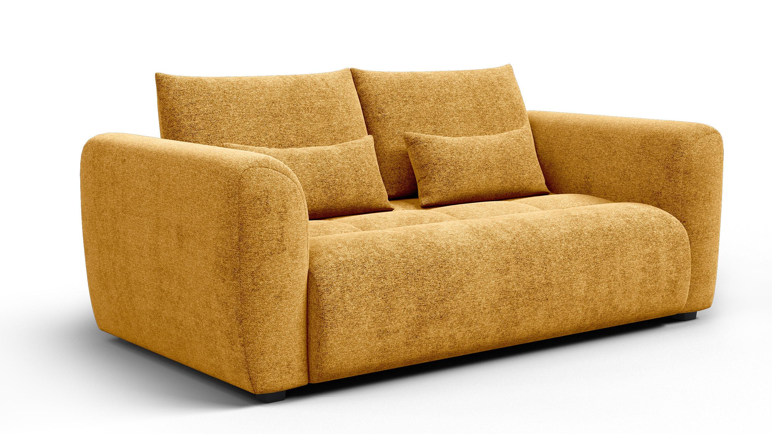SOFA SORENO 3-Sitzer, gelb - Gelb/Schwarz, Holz/Textil (214/94/114cm) - Wozimo
