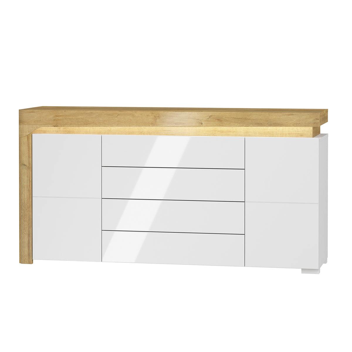 SIDEBOARD Teo Weiß und Holz - Weiß, Holzwerkstoff (158/82/43cm) - Petits-meubles