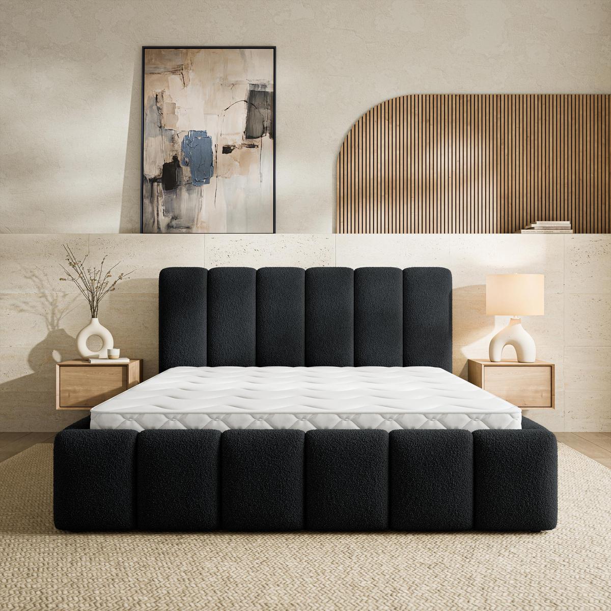 POLSTERBETT RANIS 180x200 cm mit Bettkästen - Schwarz - Schwarz, Holz/Textil (180/200cm) - MASSENO