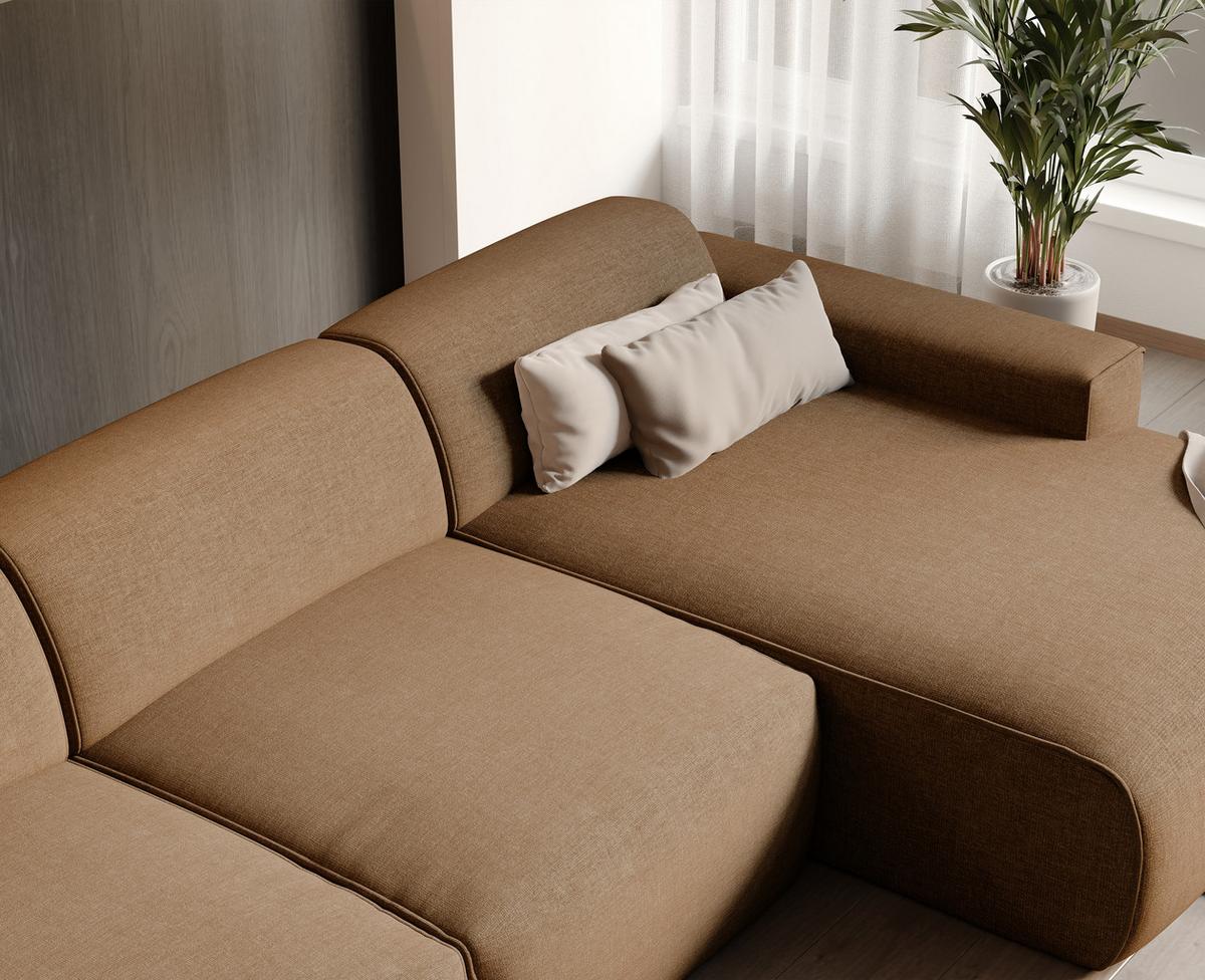 ECKSOFA DOVE Rechts Chenille-Stoff in Braun - Braun, Kunststoff/Textil (313/162cm) - Idohome