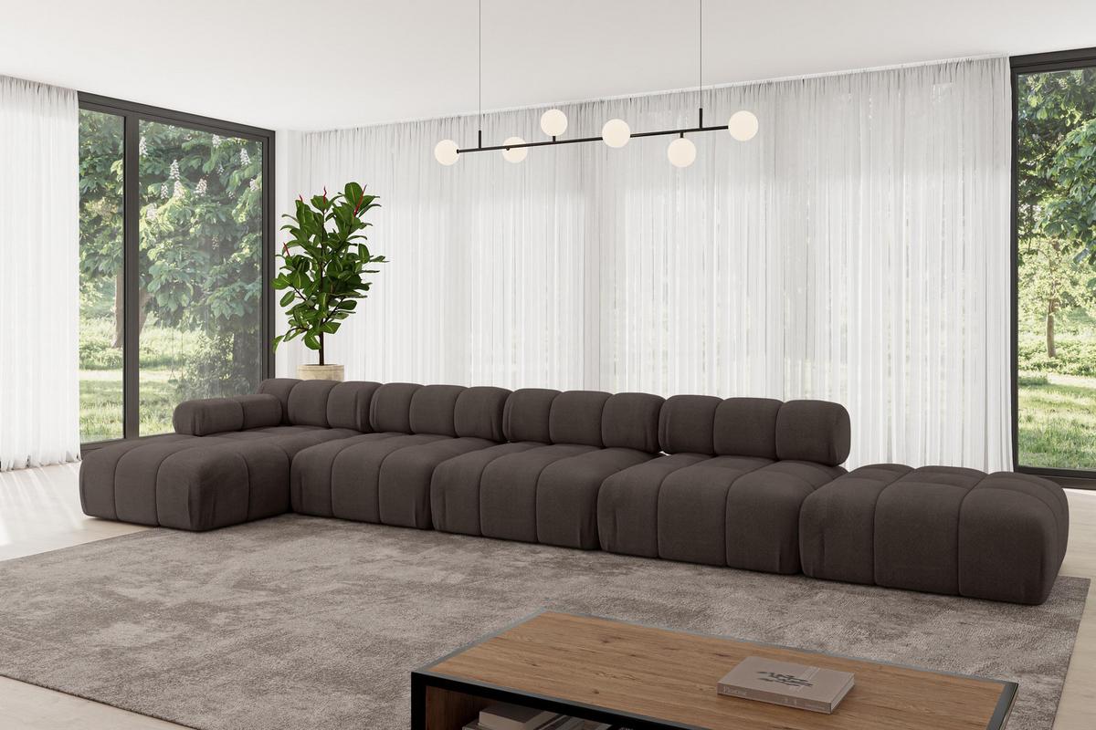 ECKSOFA modulares Sofa Lizur-L3 - 475x160x70 cm Braun Velours - Braun, Holzwerkstoff/Textil (475/160cm) - ALTDECOR