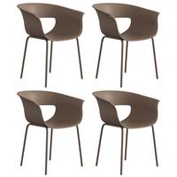 GARTENSTÜHLE 4er Set Metall Kunststoff Kaffee - Braun, Kunststoff/Metall (51/74/61cm) - Outsunny