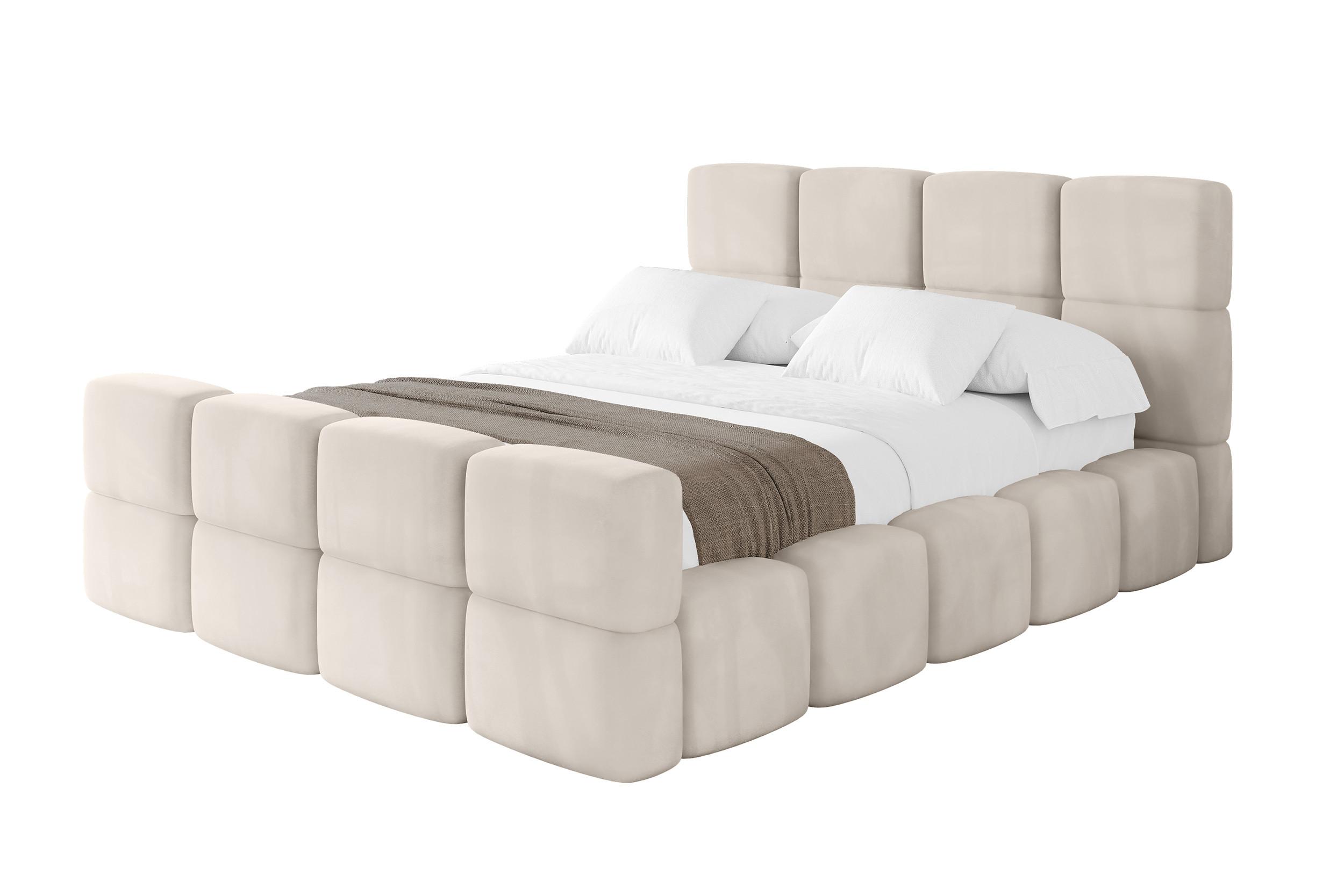 POLSTERBETT mit Bettkasten und Lattenrost, Bett mit Kopfteil, Boxbett ohne Matratze, Doppelbett mit Stauraum - NATA-Z 140x200 Beige - Beige, Holzwerkstoff/Textil (140/200cm) - ALTDECOR