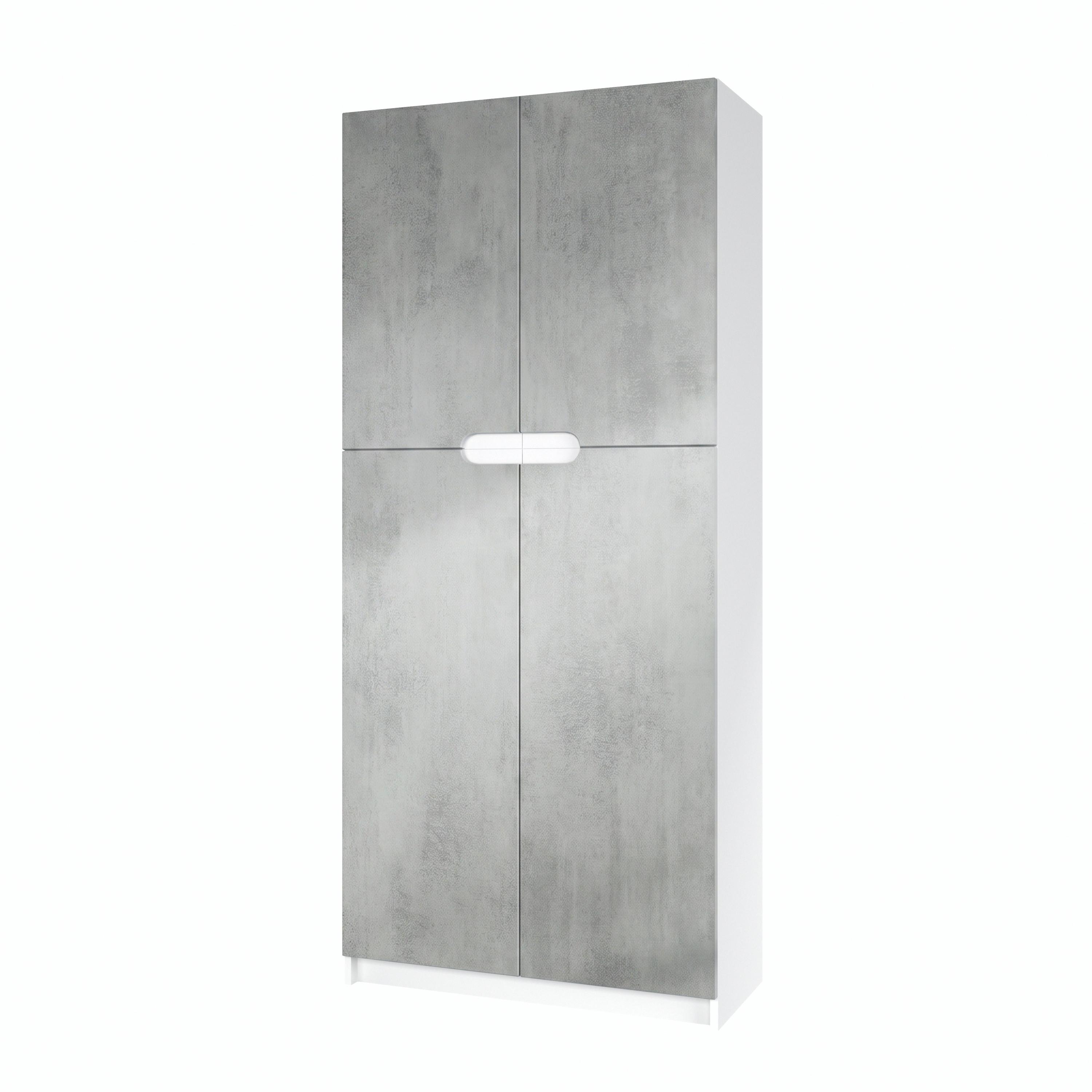 BÜROSCHRANK Logan Fronten in Beton Oxid Optik - Hellgrau, Holzwerkstoff (82/184/37cm) - Vladon