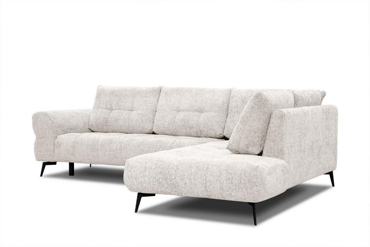 ECKSOFA SALVINI 5-Sitzer, ecru - Ecru/Schwarz, Holzwerkstoff/Textil (292/158cm) - Wozimo