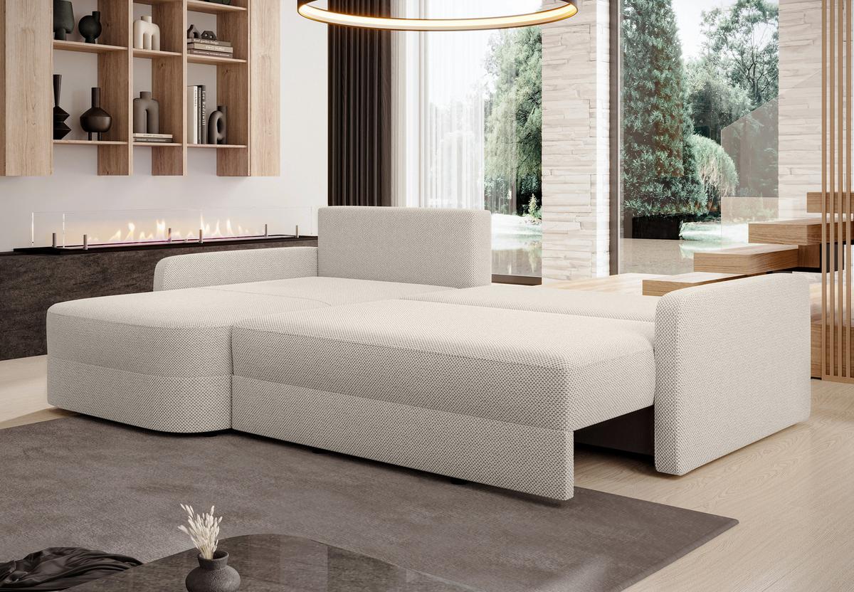 ECKSOFA L Form Nebbiolo Beige 250/170/88 cm – modernes Sofa fürs Wohnzimmer - Beige/Schwarz, Kunststoff/Textil (250/170cm) - AX Living