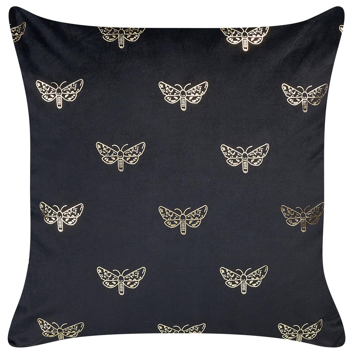 DEKOKISSEN 2er-Set Schwarz 45/45 cm Yuzuri - Schwarz, Textil (45/45cm) - Beliani