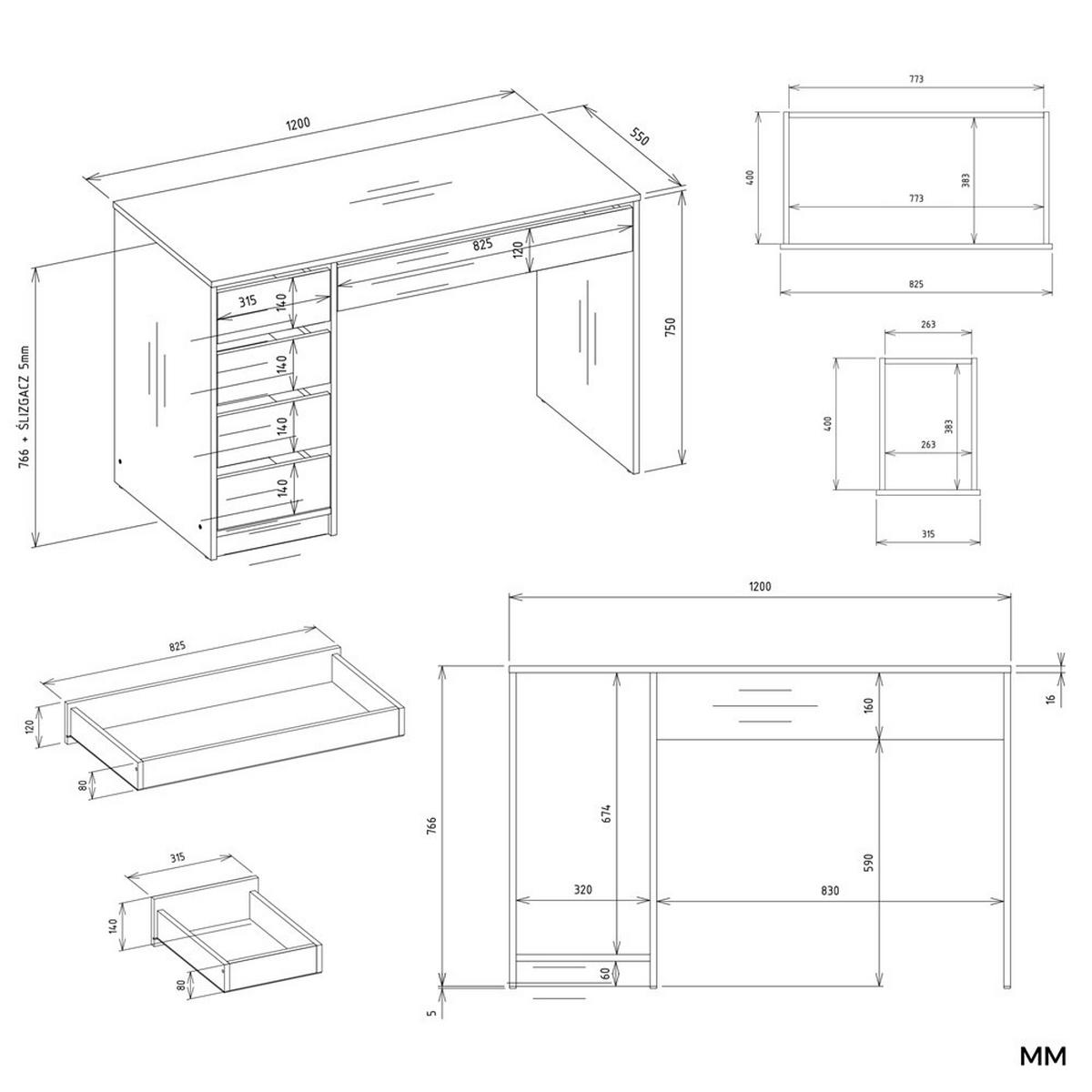 SCHREIBTISCH Weiß 120/77/55 - Weiß, Holzwerkstoff (90/50/77cm) - RAUMHIRSCH FURNITURE