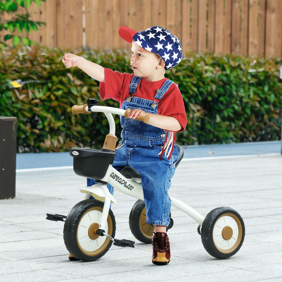 DREIRAD, Kinderfahrrad mit verstellbarer Sitz, Kinderrad für Kinder 2-5 Jahre - Weiß, Metall (70.5/53/58cm) - AIYAPLAY