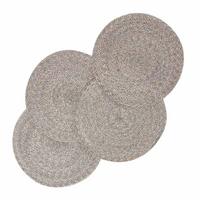 TISCHSET silber im 4er-Set, Platzsets rund geflochten, 40 cm - Silberfarben, Textil (40/40cm) - Homescapes