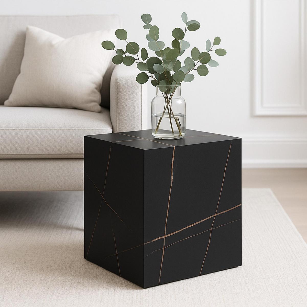 BEISTELLTISCH Ellelu - Schwarz, Holzwerkstoff (40/40/45cm) - [en.casa]
