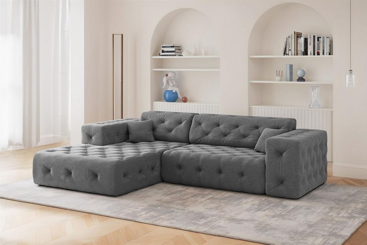 ECKSOFA Chantal In Moly - Anthrazit, Holzwerkstoff/Textil (266/171cm) - Fun Möbel