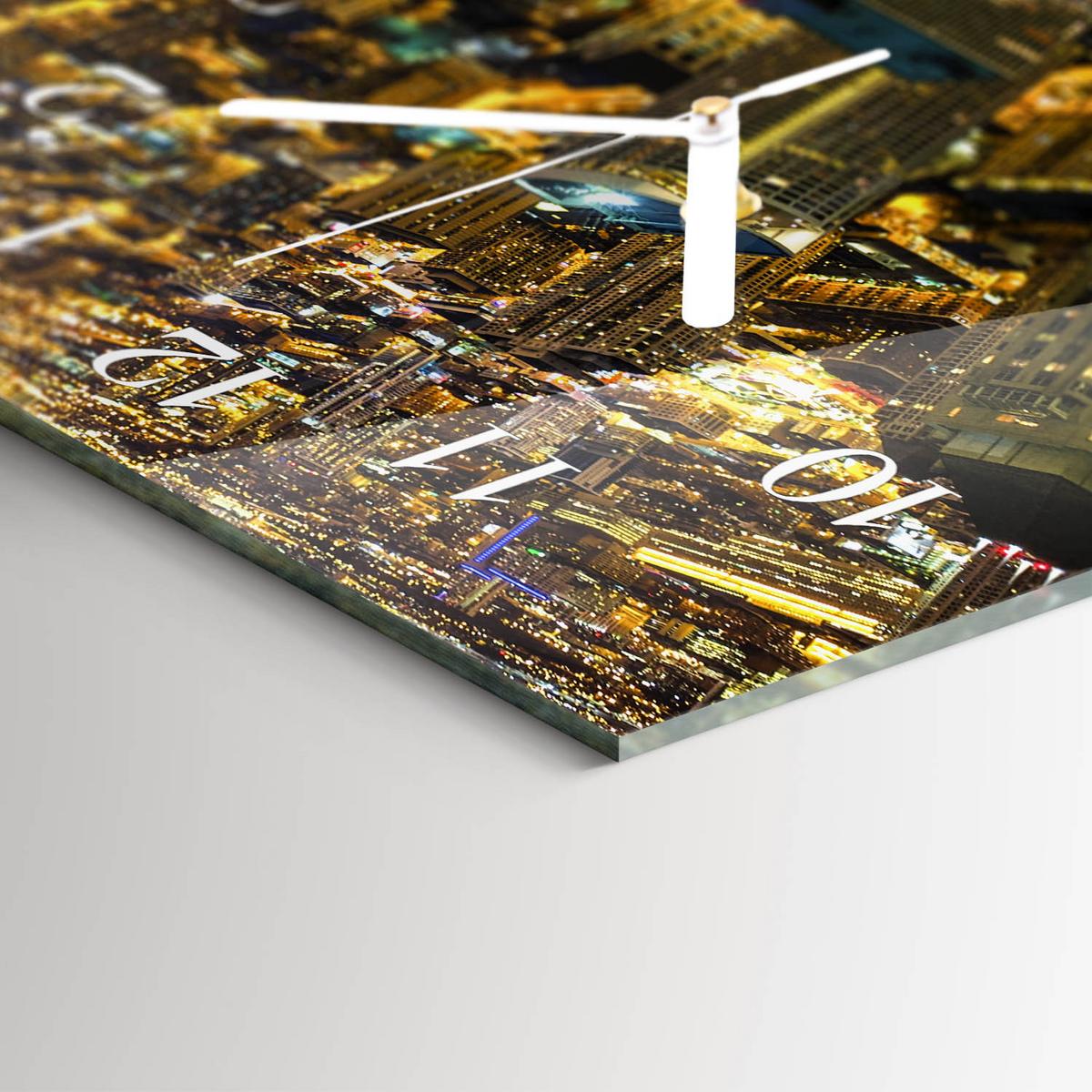 WANDUHR aus Glas 60x30 cm - Stadt bei Nacht - Gelb, Glas (60/30/0.4cm) - TULUP