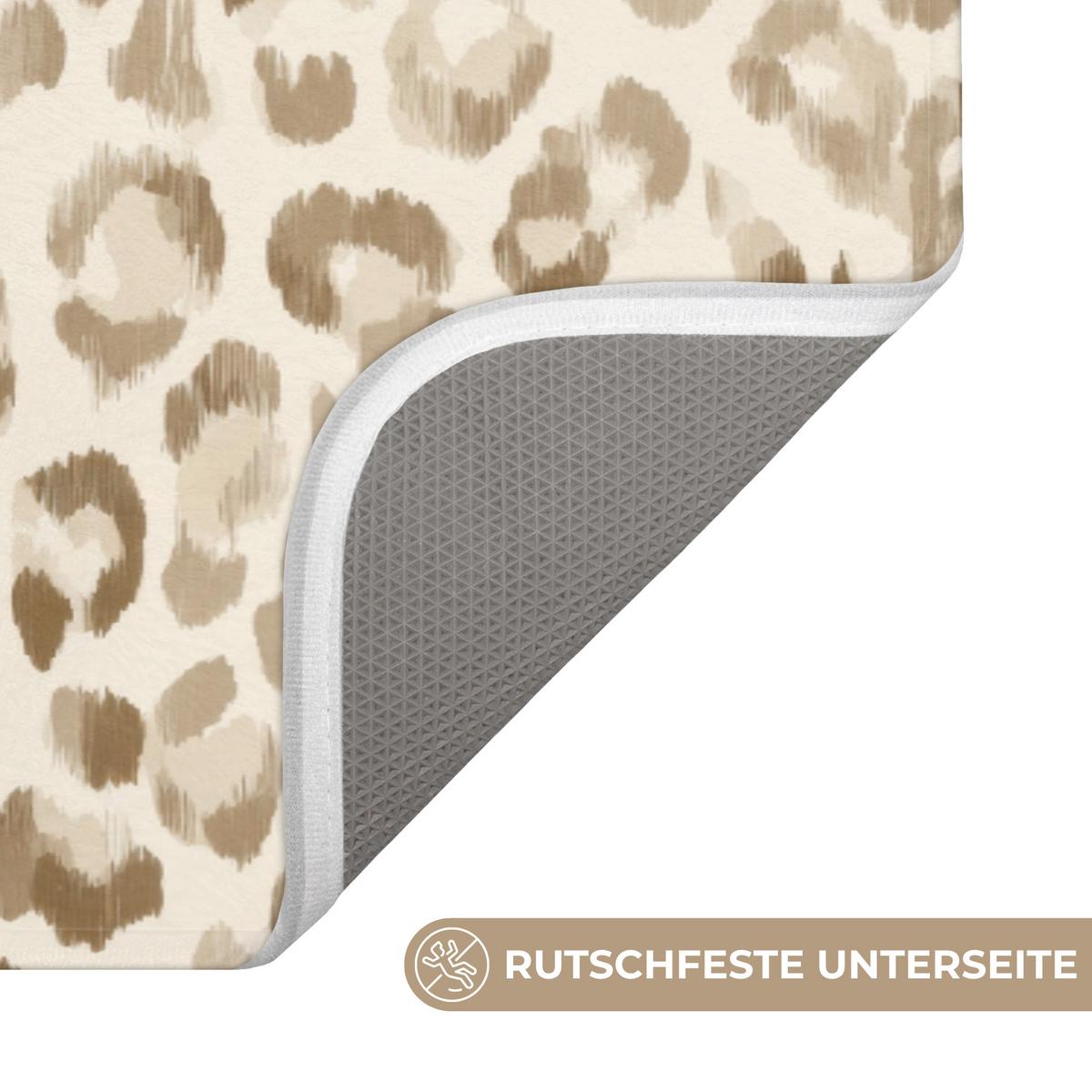 BADEMATTE Leopard - Klassisch - Beige 120x60 cm - Hellbraun, Textil (120/60cm) - OnlyWow